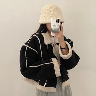Boa Collar Loose Fit Shearling Coat
