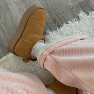 Fleece-lined ribbed wide-leg training pants