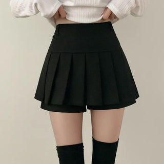 Pleated A-line mini skirt