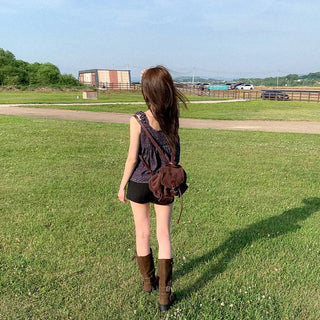 Shirred frill camisole summer blouse