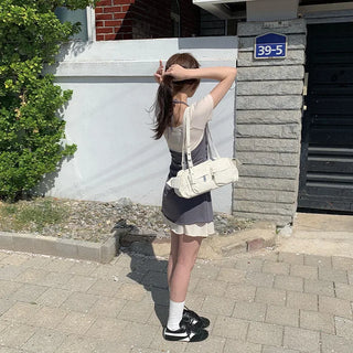 [Set] Layered Camisole & Off-Shoulder T-Shirt Dress Set