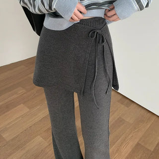 (Set) Layered-style pants & mini skirt set
