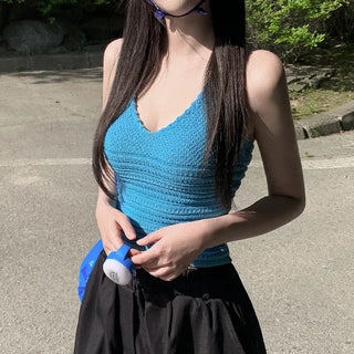 [4 colors] Halter neck summer knit tank