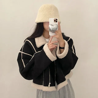 Boa Collar Loose Fit Shearling Coat