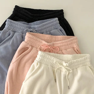 Fleece-lined ribbed wide-leg training pants