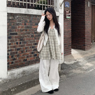 Checked layered mini dress