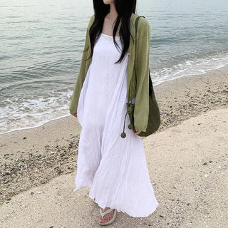 [2 colors] Oversized Chiffon Camisole Bustier Summer Maxi Long Dress