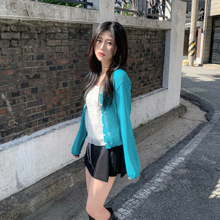 [4 colors] Sun protection sheer lightweight V-neck summer cardigan