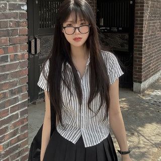 Striped short-sleeved shirt