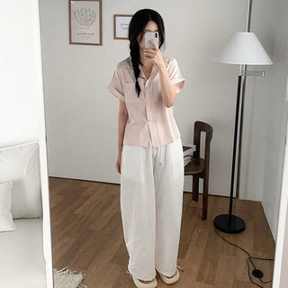 Oversized striped sheer roll-up shirt