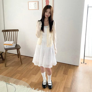 [2 colors] Polka Dot Midi Cantan Skirt