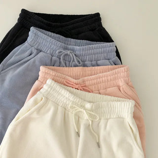 Fleece-lined ribbed wide-leg training pants