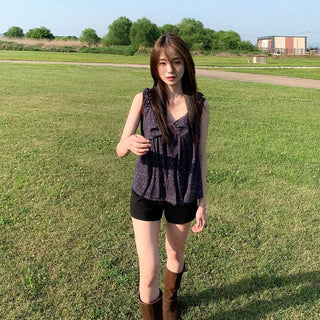 Shirred frill camisole summer blouse