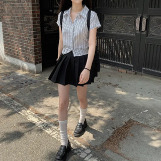 Striped short-sleeved shirt