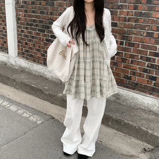 Checked layered mini dress