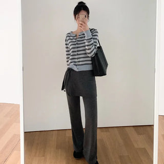 (Set) Layered-style pants & mini skirt set