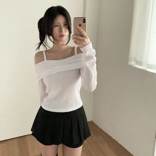 Pleated A-line mini skirt