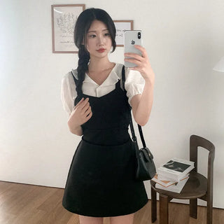 Frill collar puff blouse