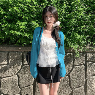 [3 colors] Dot sheer boutique layered sleeveless summer blouse