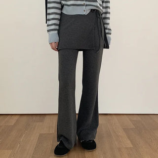 (Set) Layered-style pants & mini skirt set