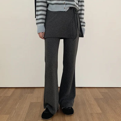 (Set) Layered-style pants & mini skirt set