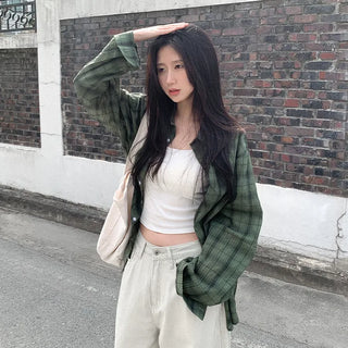 Vintage-style oversized check shirt