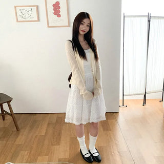 [2 colors] Polka Dot Midi Cantan Skirt