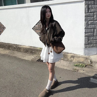 Cropped faux leather blouson