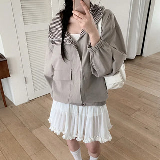Checkered Pattern Mountain Parka
