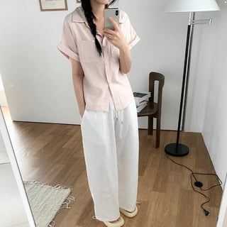 Oversized striped sheer roll-up shirt