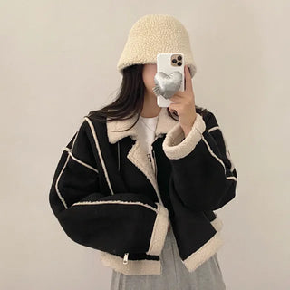 Boa Collar Loose Fit Shearling Coat