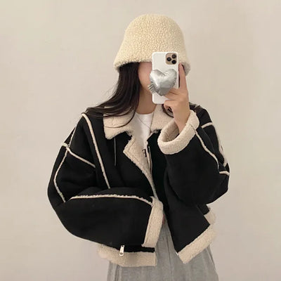 Boa Collar Loose Fit Shearling Coat