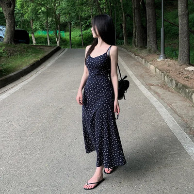 Floral lace camisole maxi long summer dress