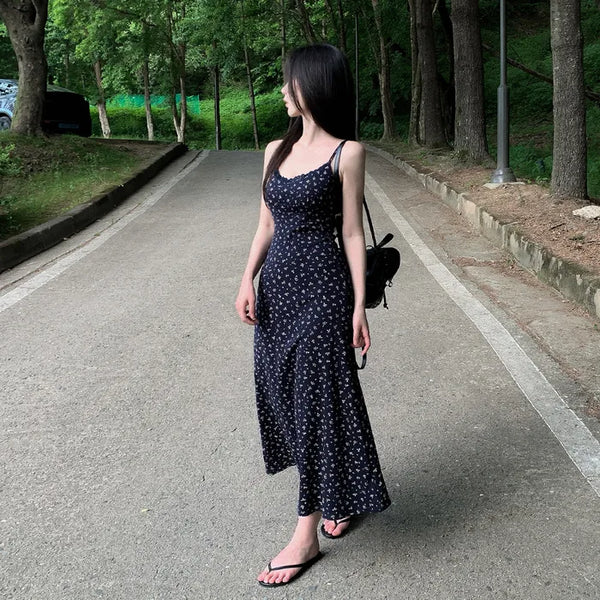 Floral lace camisole maxi long summer dress