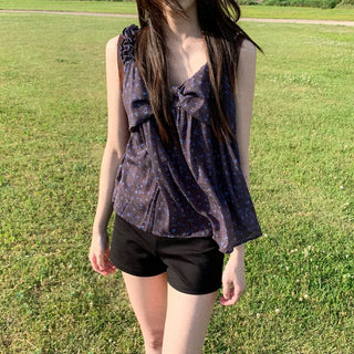 Shirred frill camisole summer blouse