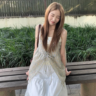 [3 colors] Checkered bustier set blouse plus size summer dress