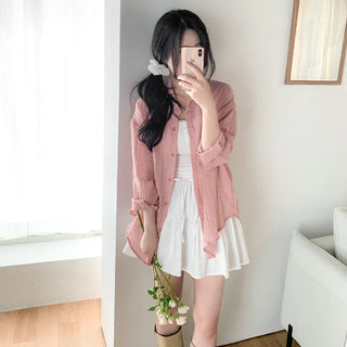 Lightweight, oversized checkered summer shirt cardigan