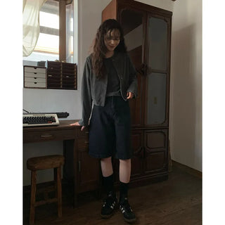 Half denim pants