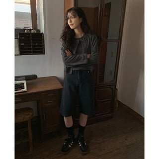 Half denim pants