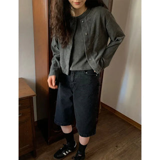 Half denim pants
