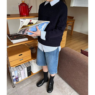 Half denim pants