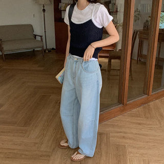 Daynuts Side Buckle Wide Denim Pants