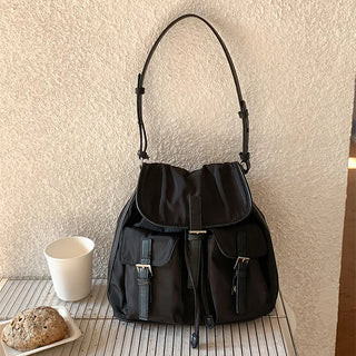 Pocket Nylon Shoulder Bucket Bag (3 colors)