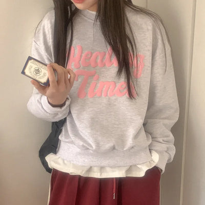 Lettering Embossed Sweatshirt