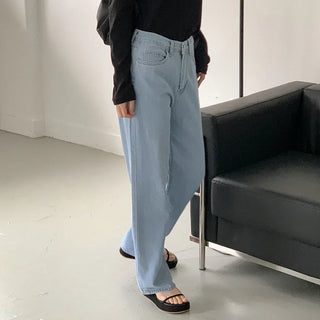 Straight-leg light denim pants
