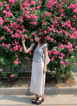 Chiffon polka dot long skirt