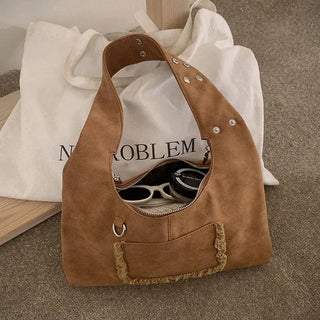 Suede Pocket Tote Bag/Shoulder Bag