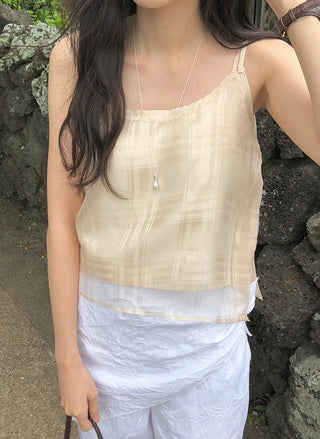 Checked organza 2-way camisole
