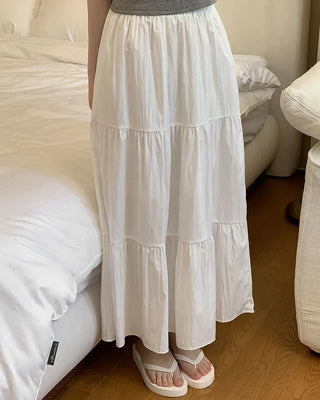 Tiered flared long skirt