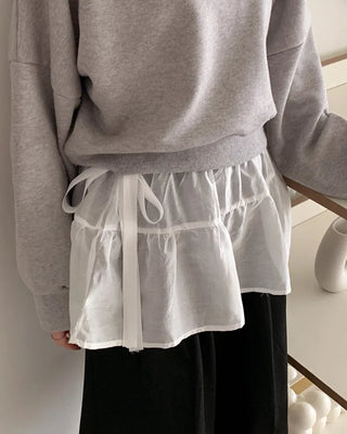 (2 colors) Ribbon Layered Wrap Skirt